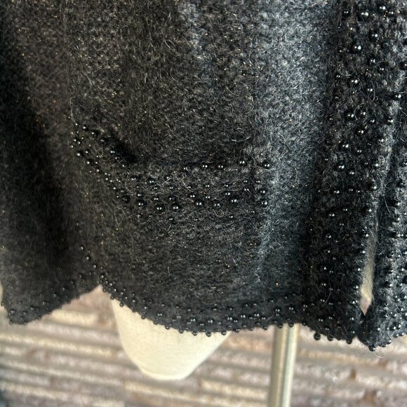 Margaret O'Leary Charcoal Gray Faux Pearl Beaded Cardigan Sweater NWT $322 - Picture 6 of 10